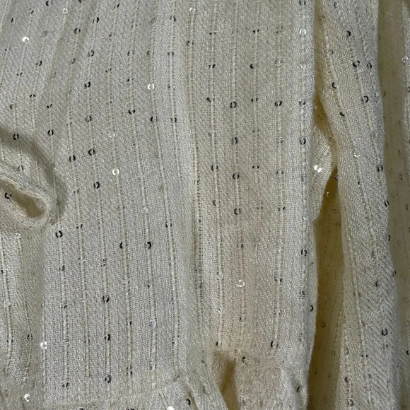 Revolve Sundress Cream Sequined Tunic Mini Dress Cover Up M/L - Picture 8 of 10